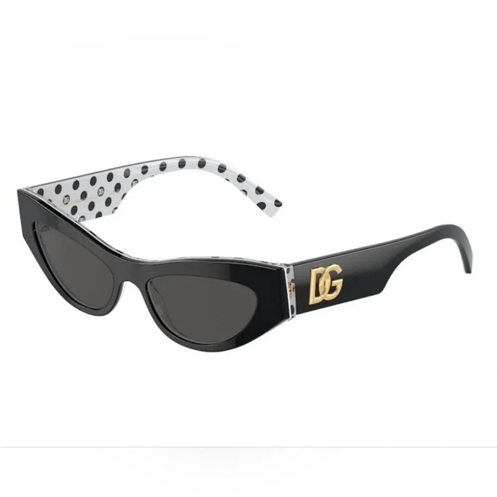 Dolce & Gabbana Black Cat-Eye Sunglasses with Gold DG Accent - Picture 2 of 6
